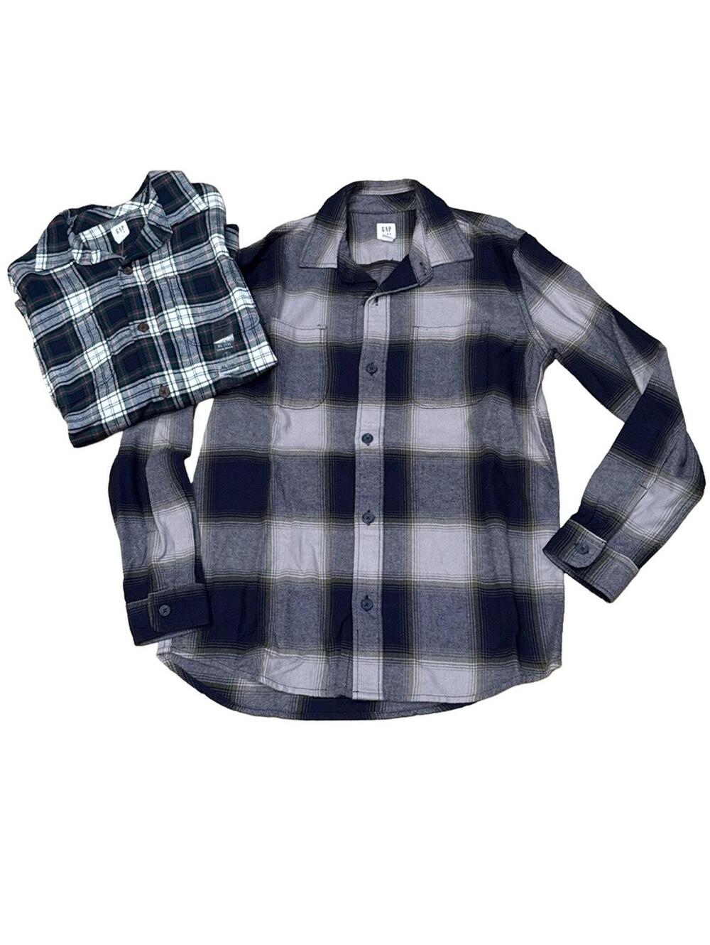 2 GAP Kids Boys 12 / XL Flannel Plaid Shirts Long Sleeve NWT & like new